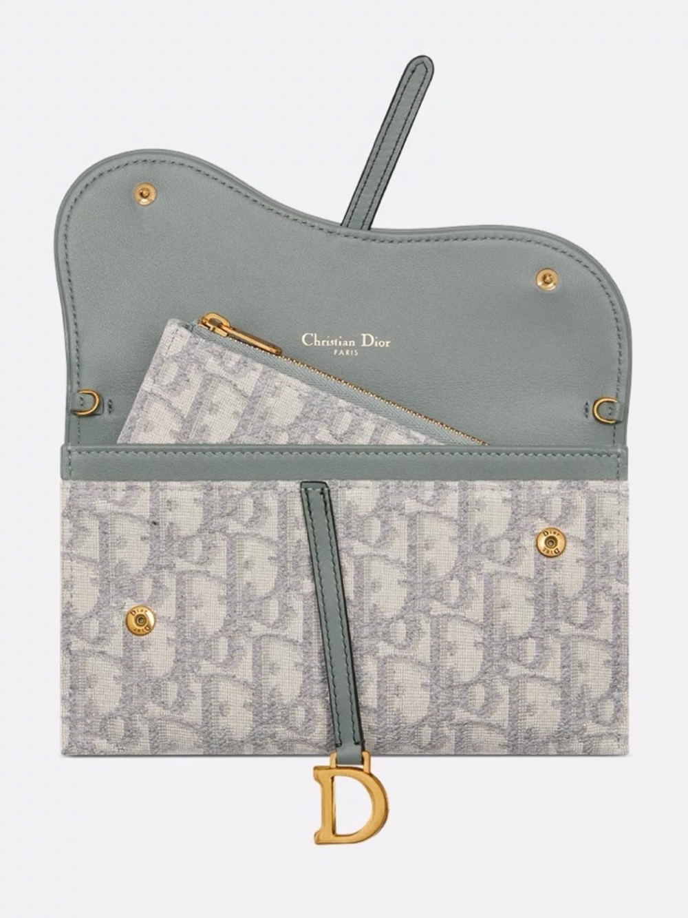Dior Gray Oblique Saddle Clutch with Gold D Charm - Picture 2 of 12